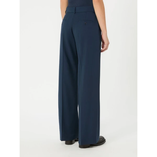 Max Mara Visivo Stretch Wool Palazzo Trousers in Navy | Wide leg pants | Luxury Shoes 