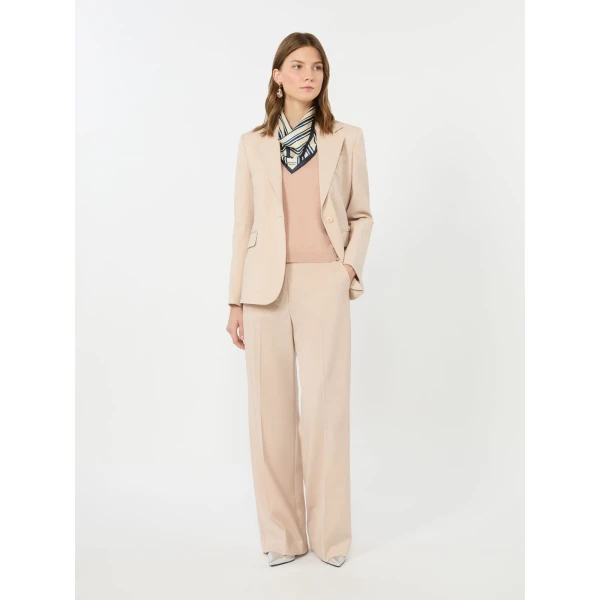 Max Mara Visivo Stretch Wool Palazzo Trousers in Powder Pink | Wide leg pants | Luxury Shoes 