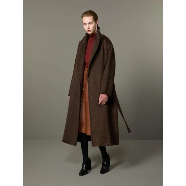 Max Mara Vista Oversized Cashmere and Mohair Coat in Dark Brown | Wool Coat | Luxury Shoes 