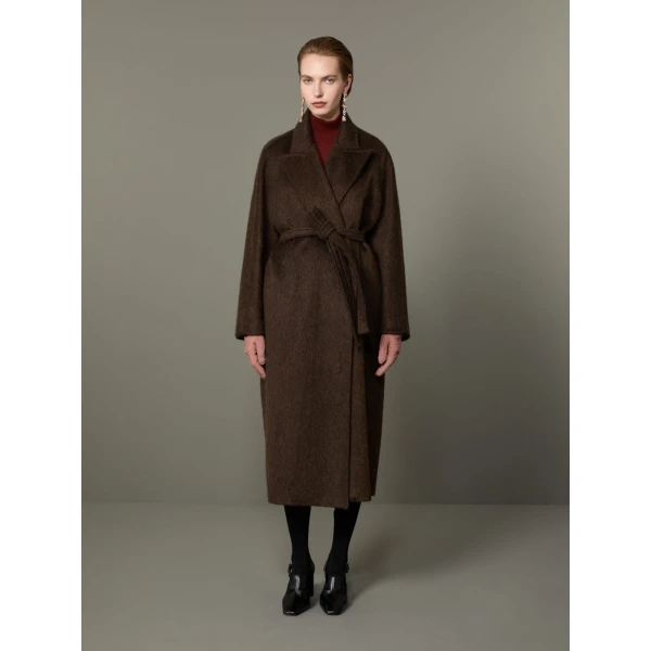 Max Mara Vista Oversized Cashmere and Mohair Coat in Dark Brown | Wool Coat | Luxury Shoes 