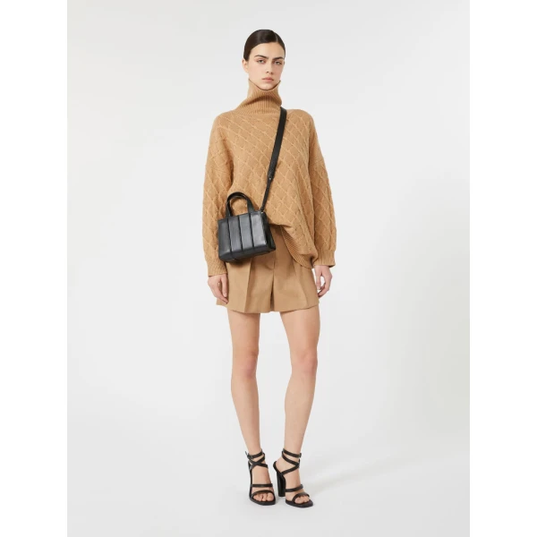 Max Mara Vista Sable-Look Baby Camel Shorts in Camel | Shorts | Luxury Shoes 