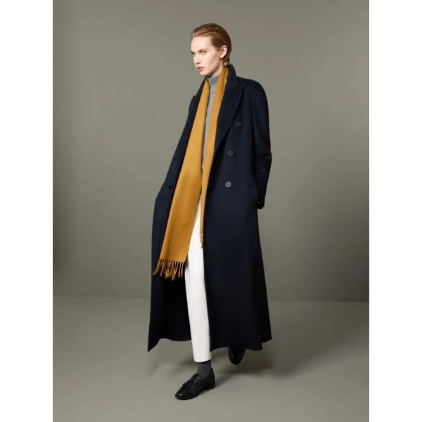 Max Mara Volante Brushed Cashmere Double-Breasted Coat in Midnight Blue | Wool Coat | Luxury Shoes 