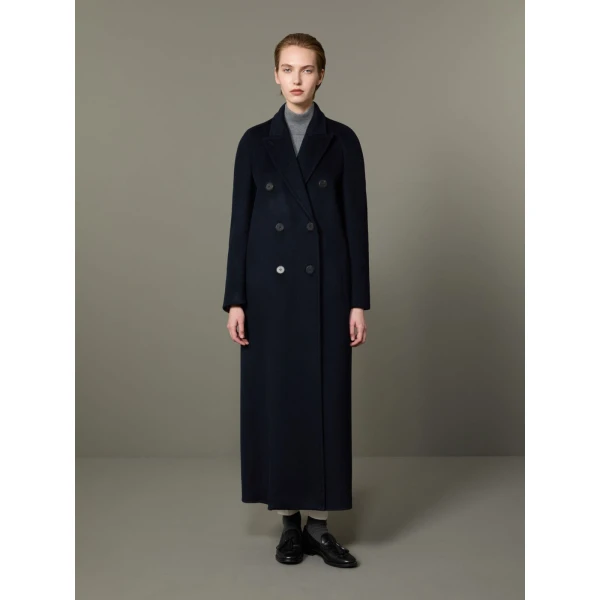 Max Mara Volante Brushed Cashmere Double-Breasted Coat in Midnight Blue | Wool Coat | Luxury Shoes 