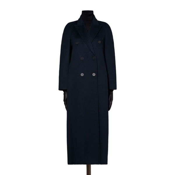 Max Mara Volante Brushed Cashmere Double-Breasted Coat in Midnight Blue | Wool Coat | Luxury Shoes 