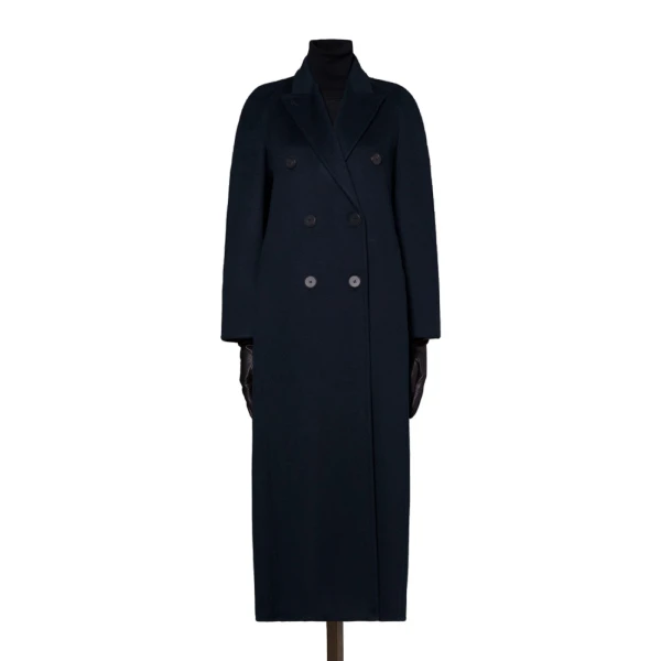 Max Mara Volante Brushed Cashmere Double-Breasted Coat in Midnight Blue | Wool Coat | Luxury Shoes 
