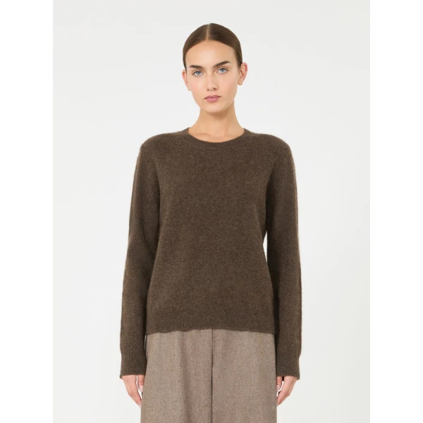 Max Mara Voliera Yak Wool Crew-Neck Sweater in Brown | Sweaters | Luxury Shoes 