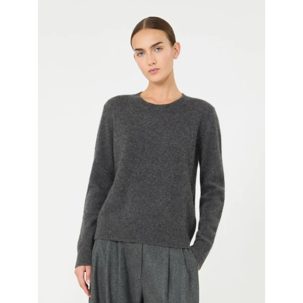Max Mara Voliera Yak Wool Crew-Neck Sweater in Medium Grey | Sweaters | Luxury Shoes 