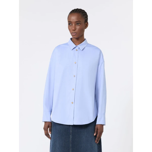 Max Mara Volonta Cotton Oxford Shirt in Light Blue | Shirts | Luxury Shoes 