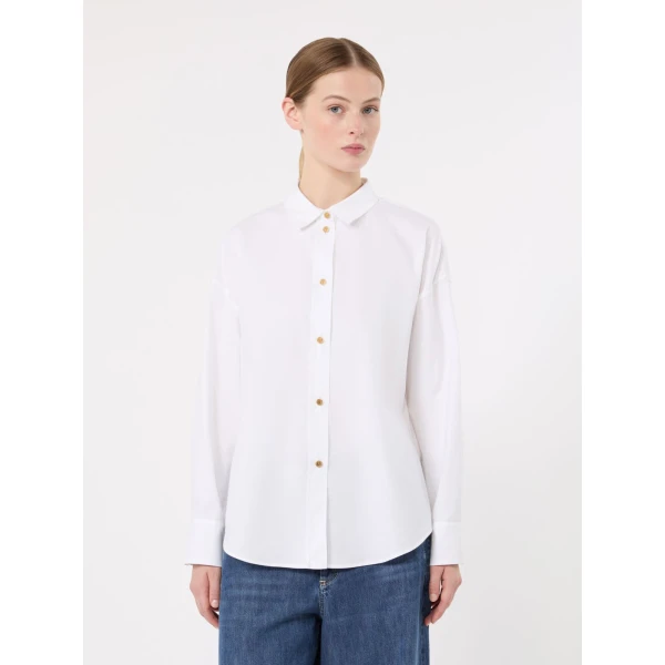 Max Mara Volonta Cotton Oxford Shirt in White | Shirts | Luxury Shoes 