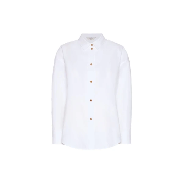 Max Mara Volonta Cotton Oxford Shirt in White | Shirts | Luxury Shoes 