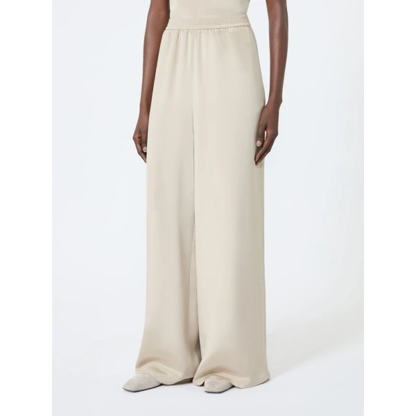 Max Mara Volonta Relaxed Heavy Silk Trousers in Stone Grey | Wide leg pants | Luxury Shoes 