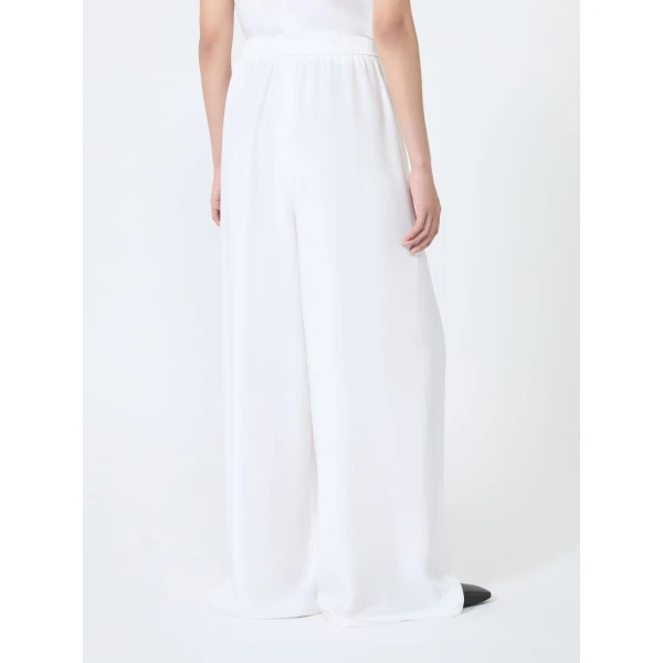Max Mara Volonta Relaxed Heavy Silk Trousers in White | Wide leg pants | Luxury Shoes 