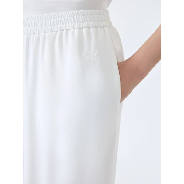 Max Mara Volonta Relaxed Heavy Silk Trousers in White | Wide leg pants | Luxury Shoes 
