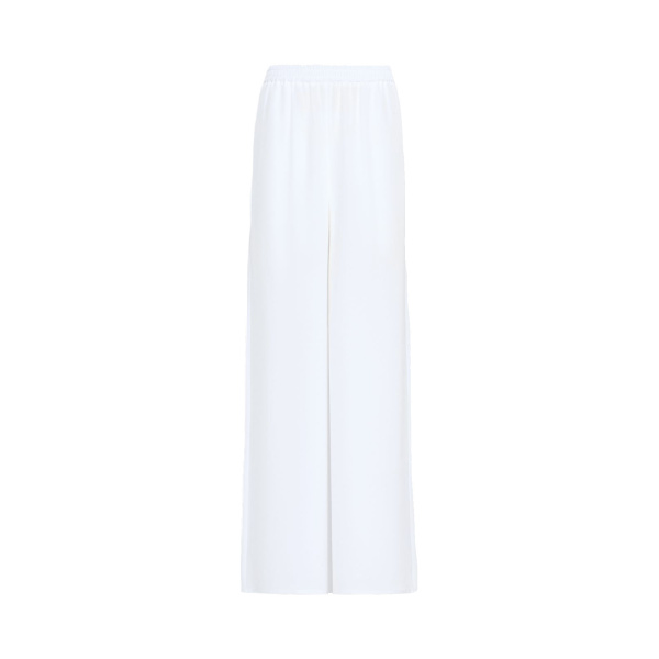 Max Mara Volonta Relaxed Heavy Silk Trousers in White | Wide leg pants | Luxury Shoes 