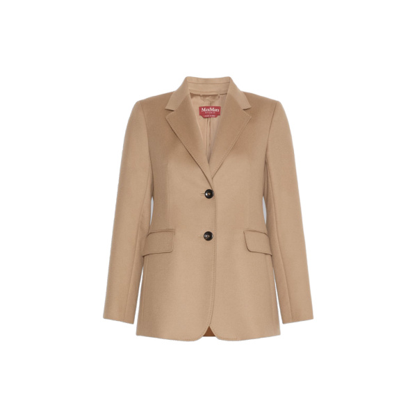 Max Mara Volpino Single-Breasted Wool Broadcloth Blazer in Camel | Blazers | Luxury Shoes 