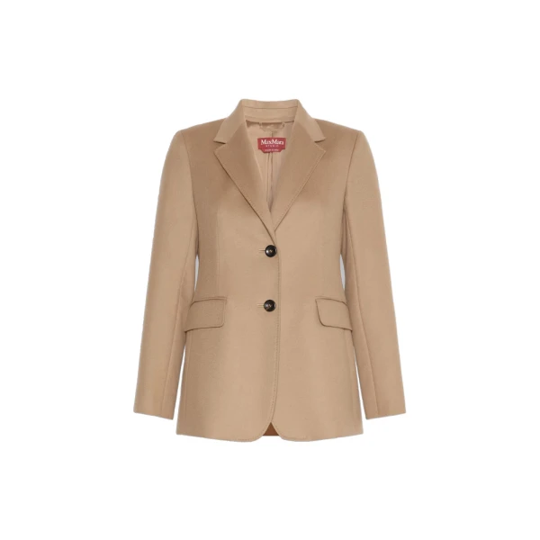 Max Mara Volpino Single-Breasted Wool Broadcloth Blazer in Camel | Blazers | Luxury Shoes 