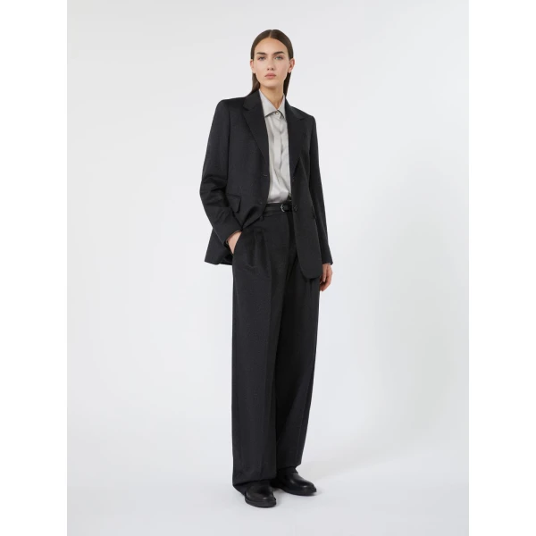 Max Mara Volpino Single-Breasted Wool Broadcloth Blazer in Dark Grey | Blazers | Luxury Shoes 