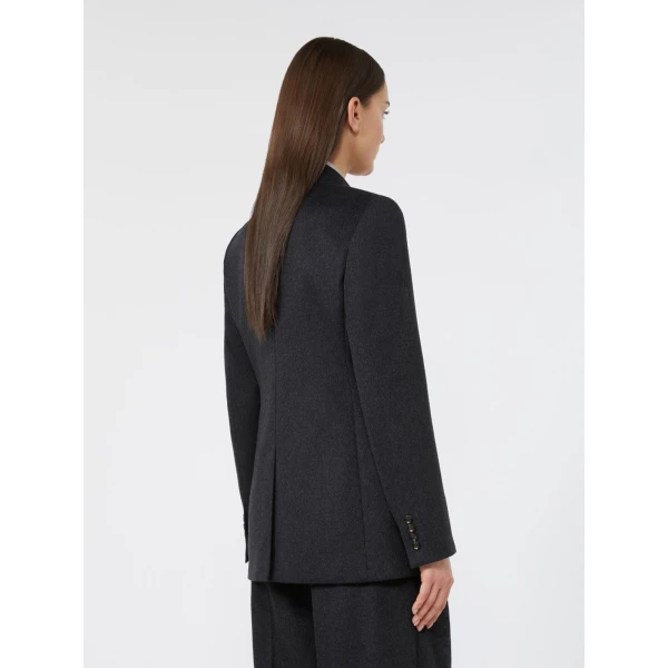 Max Mara Volpino Single-Breasted Wool Broadcloth Blazer in Dark Grey | Blazers | Luxury Shoes 