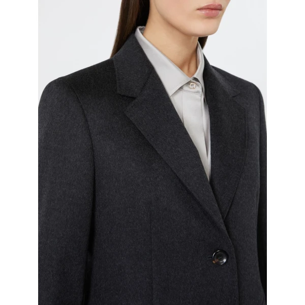 Max Mara Volpino Single-Breasted Wool Broadcloth Blazer in Dark Grey | Blazers | Luxury Shoes 