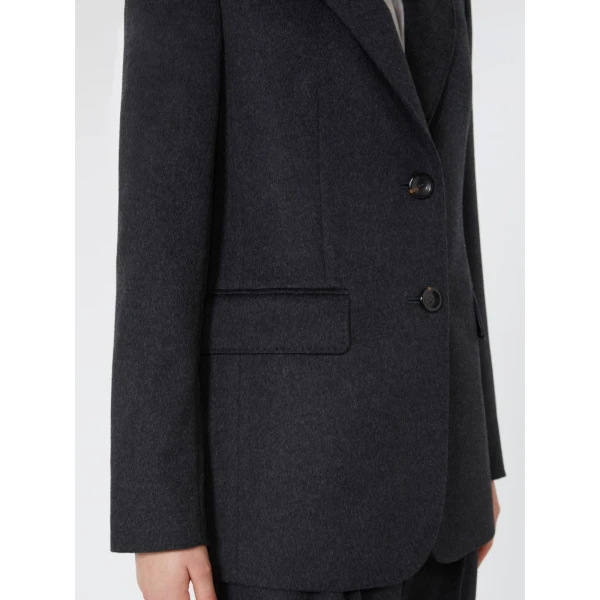 Max Mara Volpino Single-Breasted Wool Broadcloth Blazer in Dark Grey | Blazers | Luxury Shoes 