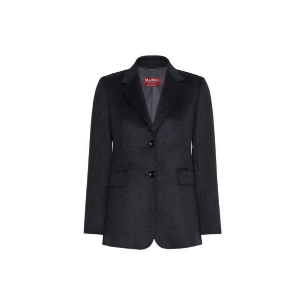 Max Mara Volpino Single-Breasted Wool Broadcloth Blazer in Dark Grey | Blazers | Luxury Shoes 