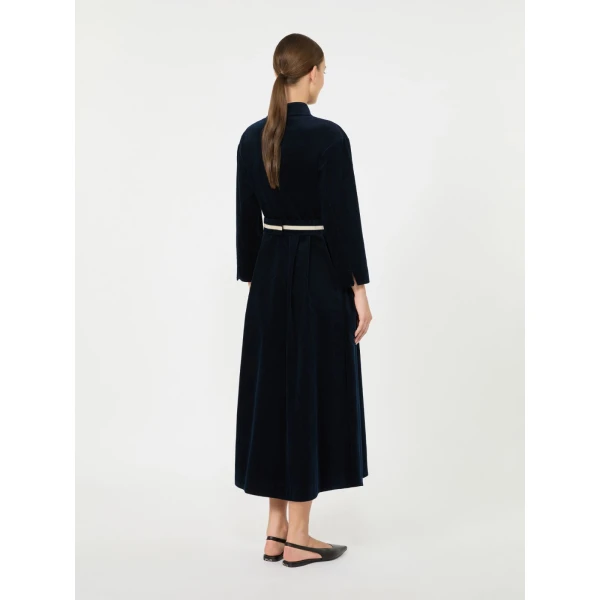 Max Mara Vortice Corduroy Shirt Dress in Midnight Blue | Shirtdress | Luxury Shoes 