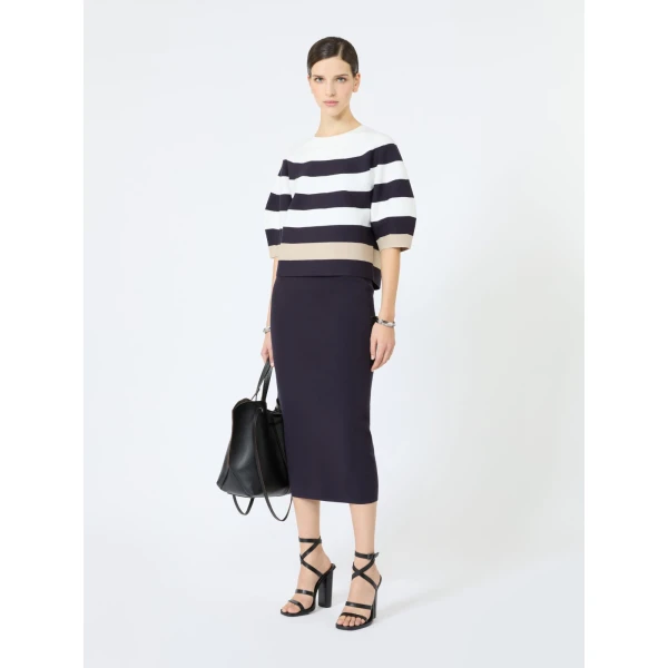 Max Mara Voto Viscose Yarn Cropped Sweater in Ultramarine | Sweaters | Luxury Shoes 