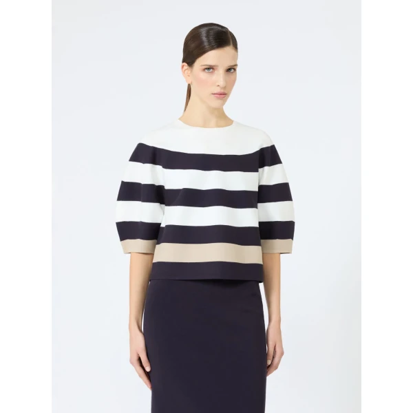 Max Mara Voto Viscose Yarn Cropped Sweater in Ultramarine | Sweaters | Luxury Shoes 