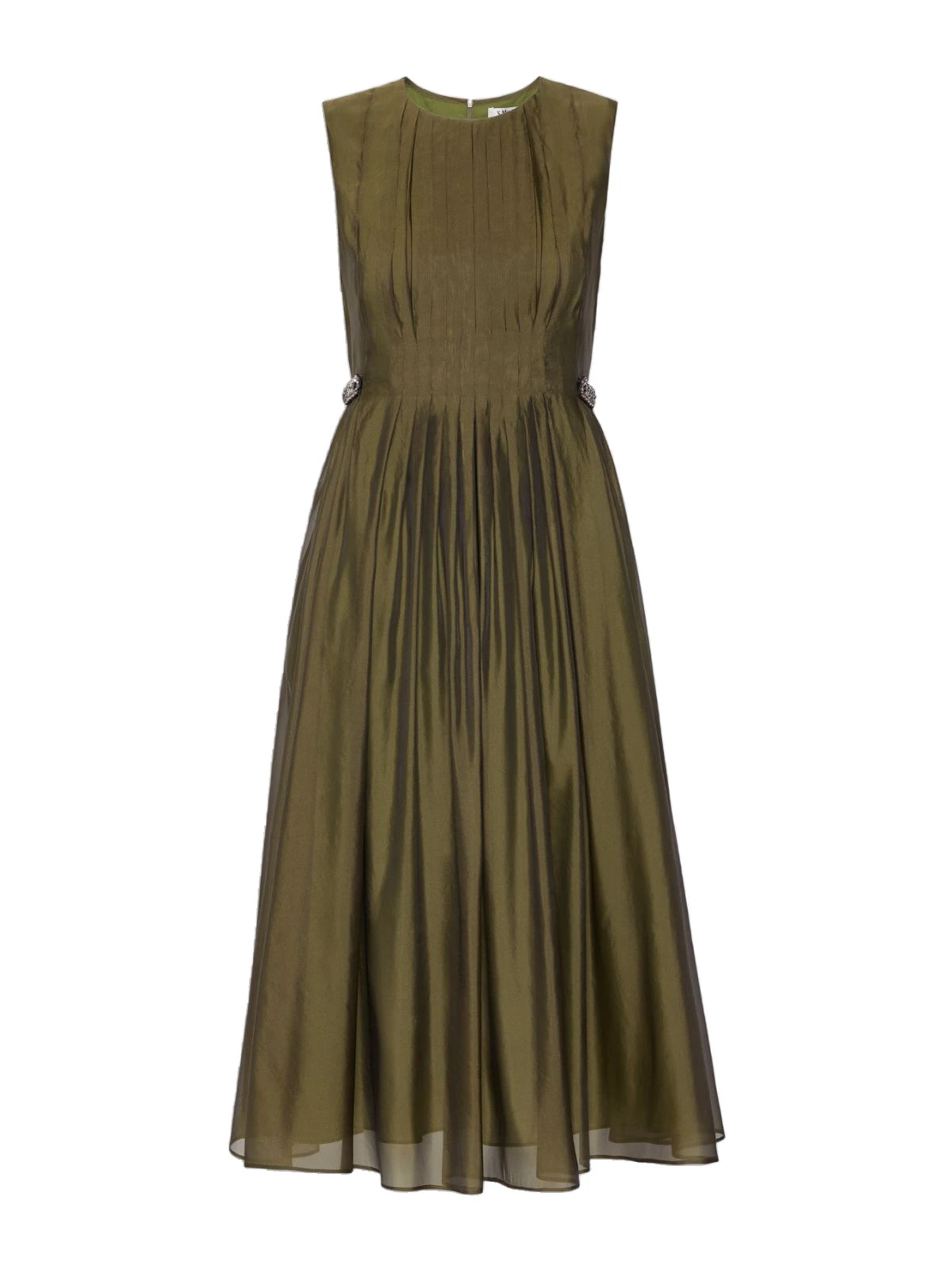 Max Mara Wally Organza Fit-and-Flare Dress in Khaki Max Mara Wally Organza Fit-and-Flare Dress in Khaki | Midi Dresses | Luxury Shoes