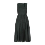 Max Mara Wally Organza Fit-and-Flare Dress in Moss Green | Midi Dresses | Luxury Shoes 