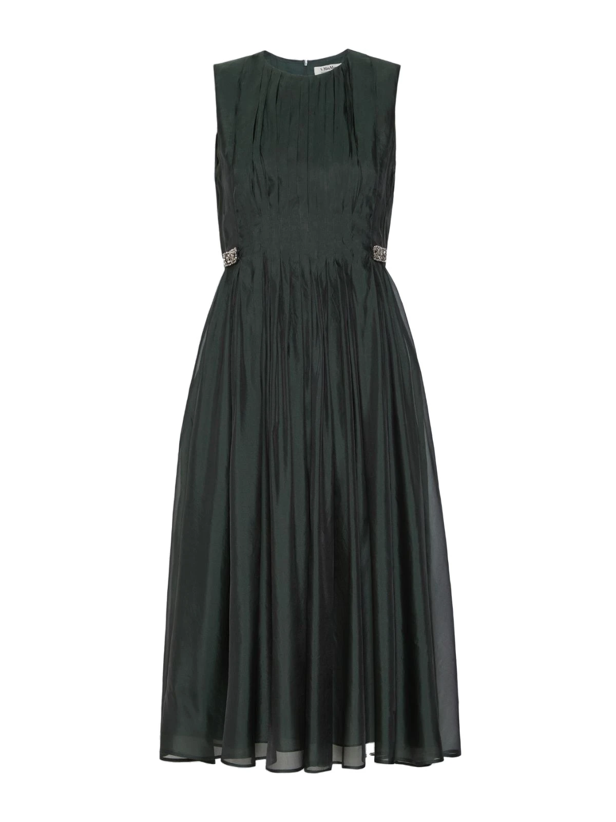 Max Mara Wally Organza Fit-and-Flare Dress in Moss Green Max Mara Wally Organza Fit-and-Flare Dress in Moss Green | Midi Dresses | Luxury Shoes