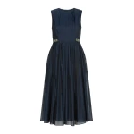 Max Mara Wally Organza Fit-and-Flare Dress in Ultramarine | Midi Dresses | Luxury Shoes 