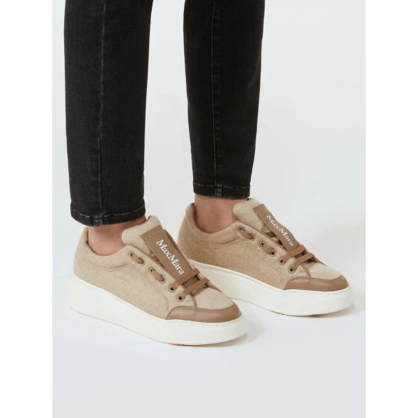 Max Mara Water-Repellent Cashmere Trainers in Beige | Sneakers | Luxury Shoes 