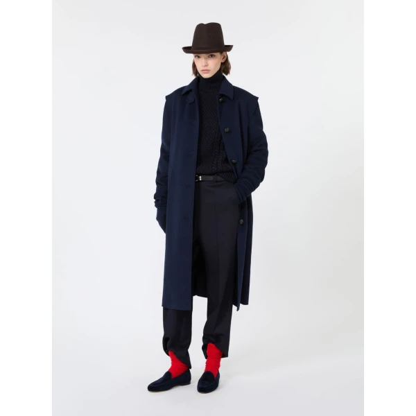 Max Mara Wool Aran Turtleneck Jumper in Navy | Turtlenecks | Luxury Shoes 