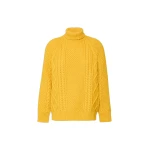 Max Mara Wool Aran Turtleneck Jumper in Yellow | Turtlenecks | Luxury Shoes 
