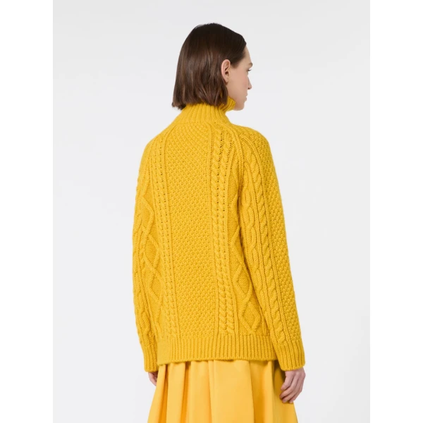Max Mara Wool Aran Turtleneck Jumper in Yellow | Turtlenecks | Luxury Shoes 