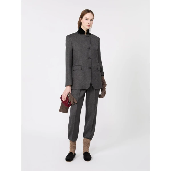 Max Mara Wool Carrot Trousers in Medium Grey | Tailored pants | Luxury Shoes 