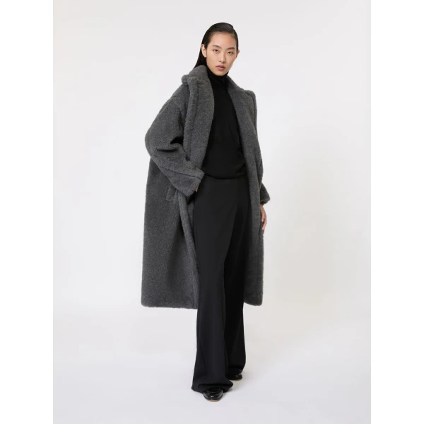 Max Mara Wool and Alpaca Teddy Bear Icon Coat in Dark Grey | Wool Coat | Luxury Shoes 