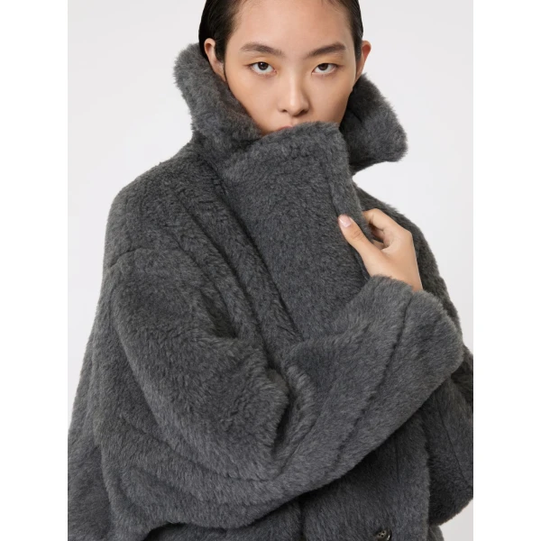 Max Mara Wool and Alpaca Teddy Bear Icon Coat in Dark Grey | Wool Coat | Luxury Shoes 