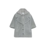 Max Mara Wool and Alpaca Teddy Cape in Light Grey | Coats | Luxury Shoes 