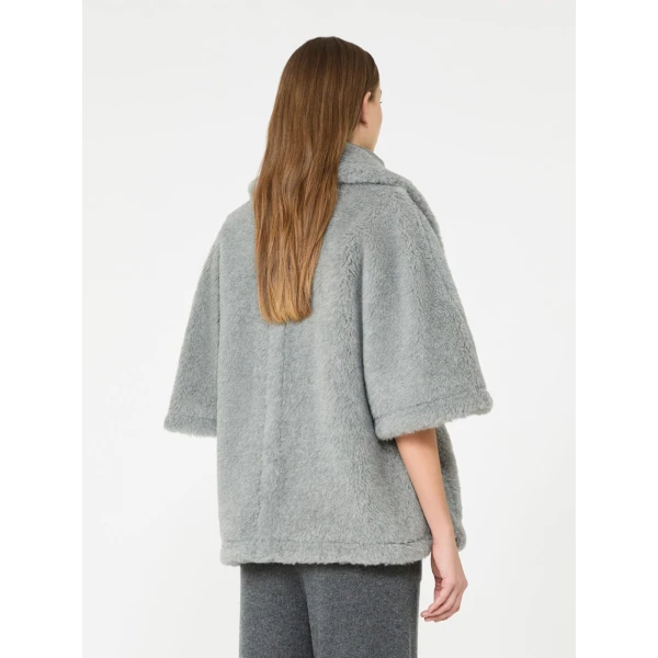 Max Mara Wool and Alpaca Teddy Cape in Light Grey | Coats | Luxury Shoes 