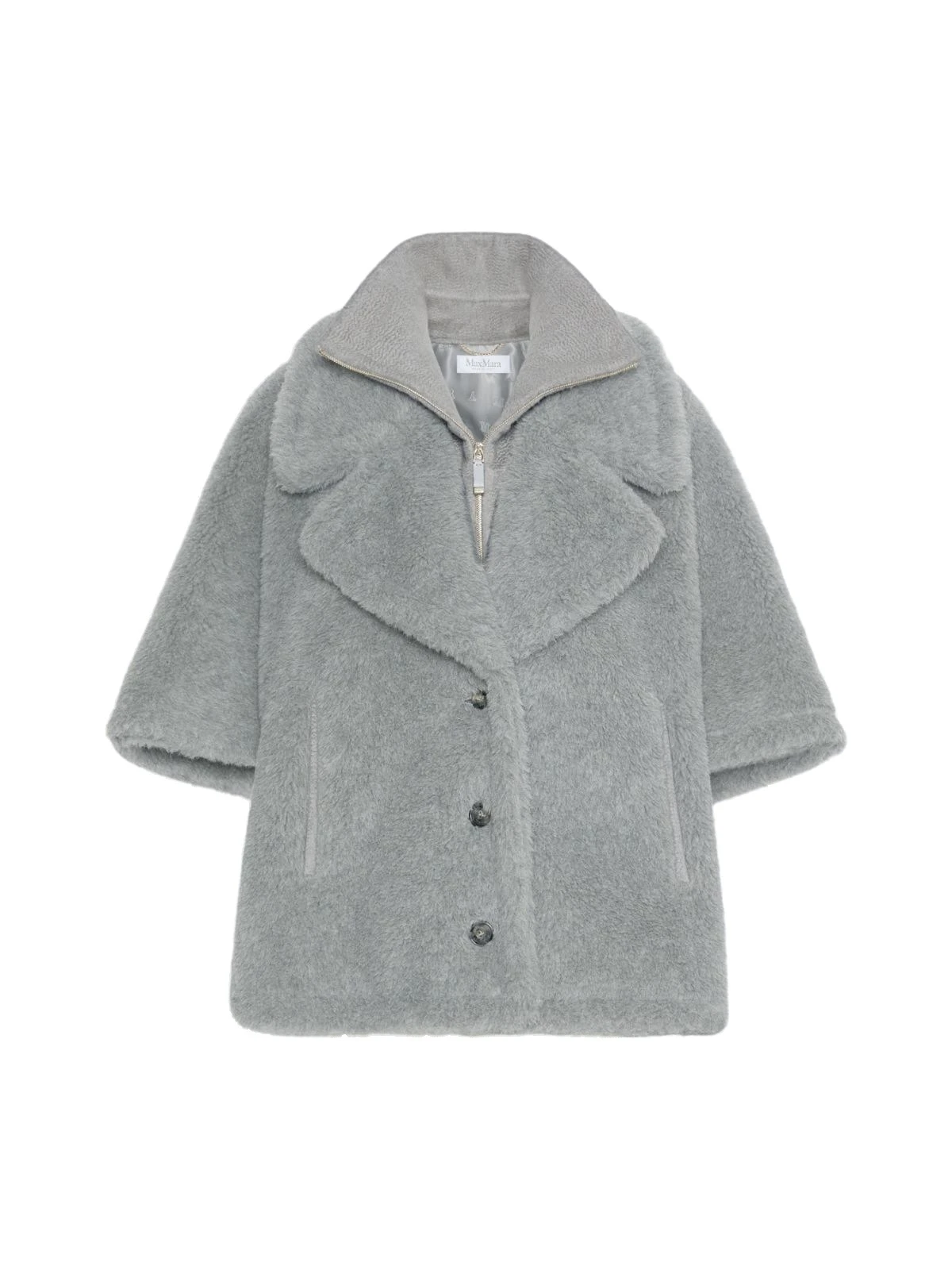 Max Mara Wool and Alpaca Teddy Cape in Light Grey Max Mara Wool and Alpaca Teddy Cape in Light Grey | Coats | Luxury Shoes