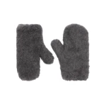 Max Mara Wool and Alpaca Teddy Mittens in Medium Grey | Gloves | Luxury Shoes 