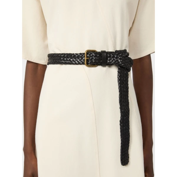 Max Mara Woven Leather Belt in Black | Belts | Luxury Shoes 