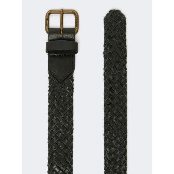 Max Mara Woven Leather Belt in Black | Belts | Luxury Shoes 