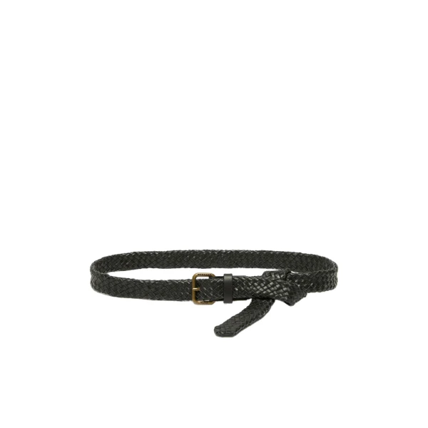 Max Mara Woven Leather Belt in Black | Belts | Luxury Shoes 