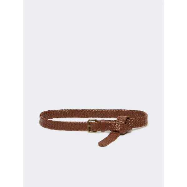 Max Mara Woven Leather Belt in Tobacco | Belts | Luxury Shoes 