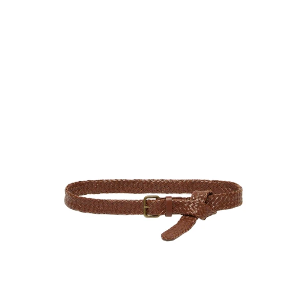 Woven Leather Belt in Tobacco