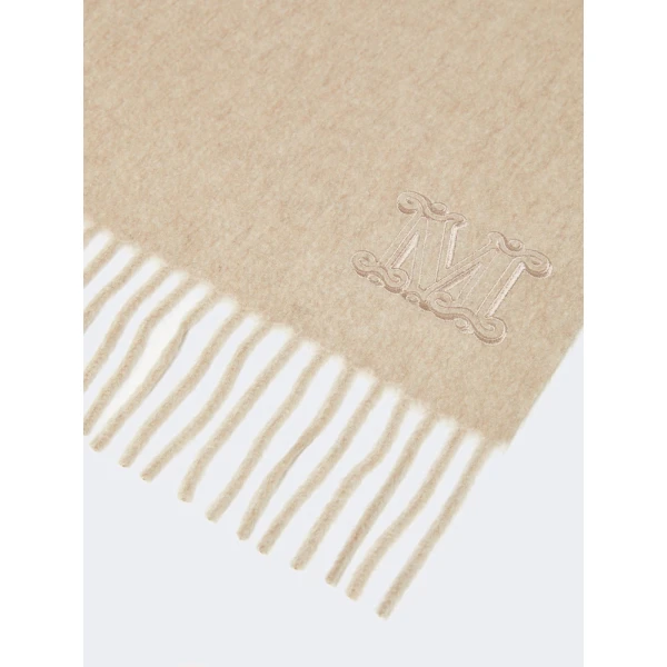 Max Mara Wsdalia Cashmere Monogram Stole in Beige | Scarves | Luxury Shoes 