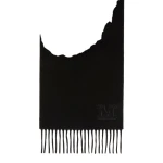 Max Mara Wsdalia Cashmere Monogram Stole in Black | Scarves | Luxury Shoes 